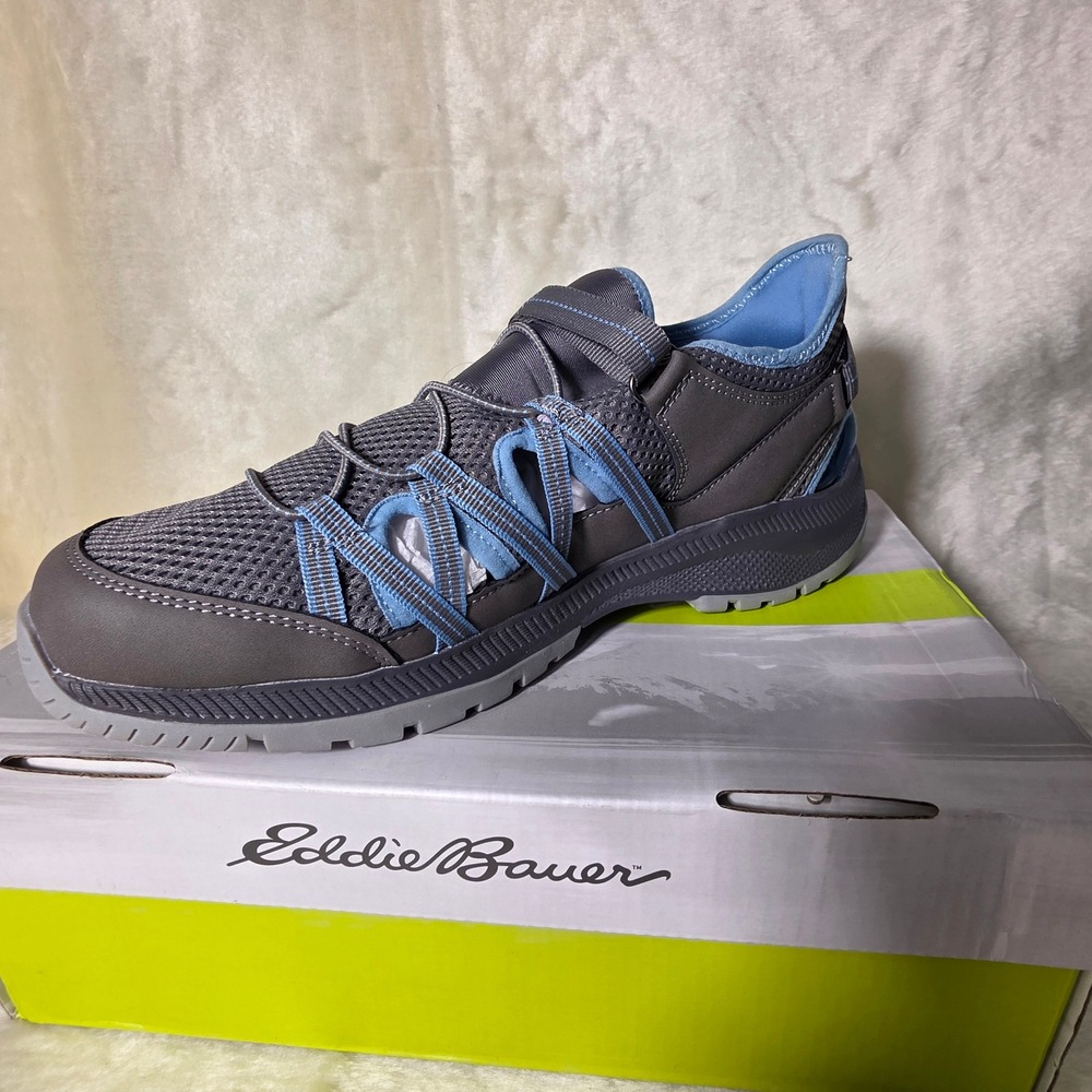 Eddie Bauer Sutton Hiking Water Shoe Sneakers Gray Blue Bungee Womens 11 NEW